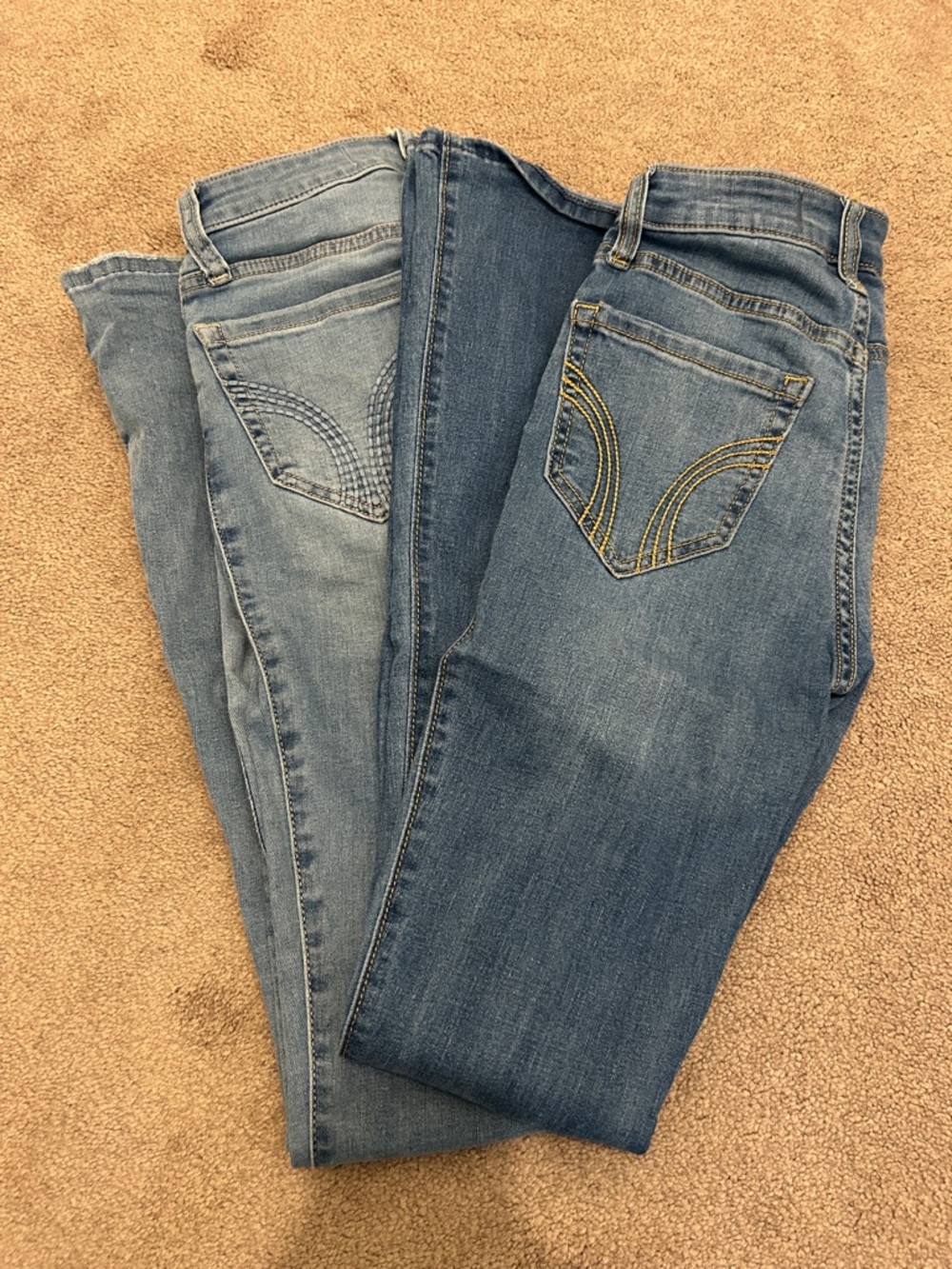 Hollister High Rise Flare Jeans in Light Wash and Dark Wash